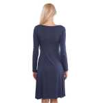 Damen Kleid A-Linie überlappender V-Ausschnitt ;