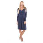 Damen Kleid A-Linie überlappender V-Ausschnitt ;