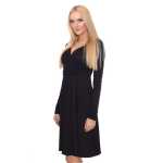Damen Kleid A-Linie überlappender V-Ausschnitt ;