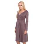 Damen Kleid A-Linie überlappender V-Ausschnitt ;