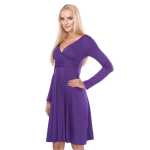 Damen Kleid A-Linie überlappender V-Ausschnitt ;