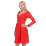 Damen Kleid A-Linie überlappender V-Ausschnitt ;