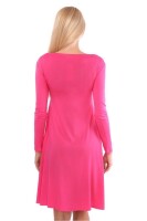 Damen Kleid A-Linie überlappender V-Ausschnitt ; Pink L/XL 40/42