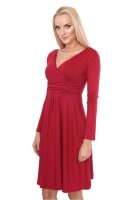 Damen Kleid A-Linie überlappender V-Ausschnitt ; Bordo M/L 38/40