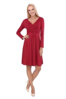 Damen Kleid A-Linie überlappender V-Ausschnitt ; Bordo M/L 38/40