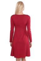 Damen Kleid A-Linie überlappender V-Ausschnitt ; Bordo M/L 38/40