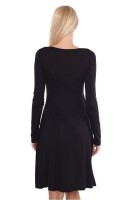 Damen Kleid A-Linie überlappender V-Ausschnitt ; Schwarz XS/S 34/36