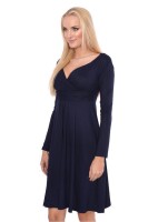 Damen Kleid A-Linie überlappender V-Ausschnitt ;...