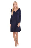 Damen Kleid A-Linie überlappender V-Ausschnitt ; Dunkelblau 2XL/3XL 44/46