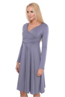 Damen Kleid A-Linie überlappender V-Ausschnitt ;...