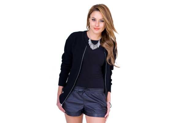 Damen Blazer Strickjacke Jacke; Schwarz/M/L 38/40