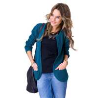 Damen Blazer Strickjacke Jacke; Dunkelgrün/S/M 36/38