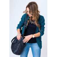 Damen Blazer Strickjacke Jacke; Dunkelgrün/S/M 36/38