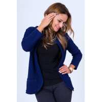 Damen Blazer Strickjacke Jacke; Dunkelblau/S/M 36/38