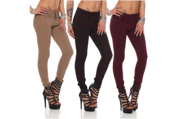 Damen Slimfit Hose Jeggings Hüfthose, XS S M L XL 2XL 3XL 4XL