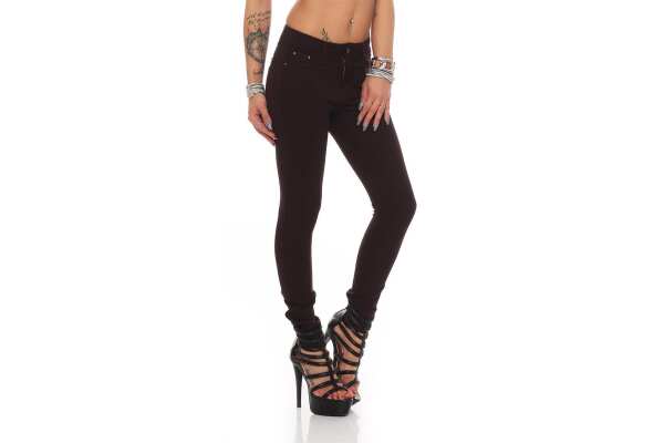 Damen Jeggings Hüfthose  Dunkelbraun XL/42
