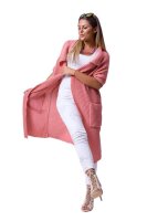 Damen Strickjacke Cardigan mit Bindegürtel; Koralle/M/L