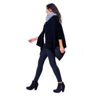 Damen Strick-Jacke Umhang Cardigan Asymmetrisch;