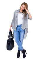 Damen Strick-Jacke Umhang Cardigan Asymmetrisch;