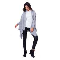 Damen Strick-Jacke Umhang Cardigan Asymmetrisch;