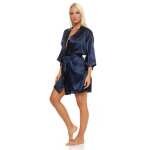 Damen Morgenmantel kurzer Kimono in Satin-Optik; M L XL 2XL