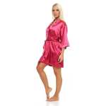 Damen Morgenmantel kurzer Kimono in Satin-Optik; M L XL 2XL