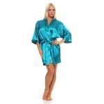 Damen Morgenmantel kurzer Kimono in Satin-Optik; M L XL 2XL