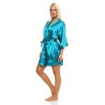 Damen Morgenmantel kurzer Kimono in Satin-Optik; M L XL 2XL