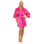 Damen Morgenmantel kurzer Kimono in Satin-Optik; M L XL 2XL