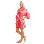 Damen Morgenmantel kurzer Kimono in Satin-Optik; M L XL 2XL