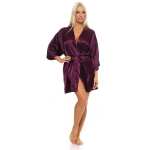 Damen Morgenmantel kurzer Kimono in Satin-Optik; M L XL 2XL