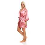 Damen Morgenmantel kurzer Kimono in Satin-Optik; M L XL 2XL