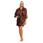 Damen Morgenmantel kurzer Kimono in Satin-Optik; M L XL 2XL