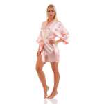 Damen Morgenmantel kurzer Kimono in Satin-Optik; M L XL 2XL