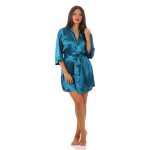 Damen Morgenmantel kurzer Kimono in Satin-Optik; M L XL 2XL