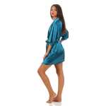 Damen Morgenmantel kurzer Kimono in Satin-Optik; M L XL 2XL