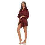 Damen Morgenmantel kurzer Kimono in Satin-Optik; M L XL 2XL