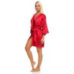 Damen Morgenmantel kurzer Kimono in Satin-Optik; M L XL 2XL
