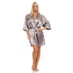 Damen Morgenmantel kurzer Kimono in Satin-Optik; M L XL 2XL