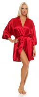 Damen Morgenmantel kurzer Kimono in Satin-Optik; Rot M