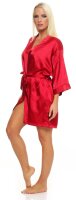 Damen Morgenmantel kurzer Kimono in Satin-Optik; Rot M