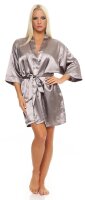 Damen Morgenmantel kurzer Kimono in Satin-Optik; Taupe L