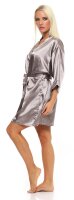 Damen Morgenmantel kurzer Kimono in Satin-Optik; Taupe L