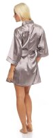 Damen Morgenmantel kurzer Kimono in Satin-Optik; Taupe L