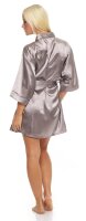 Damen Morgenmantel kurzer Kimono in Satin-Optik; Taupe L