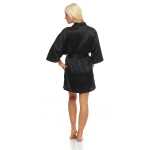 Damen Morgenmantel kurzer Kimono in Satin-Optik; Schwarz M