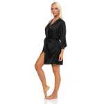 Damen Morgenmantel kurzer Kimono in Satin-Optik; Schwarz M