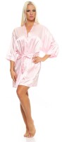 Damen Morgenmantel kurzer Kimono in Satin-Optik; Hellrosa S