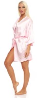 Damen Morgenmantel kurzer Kimono in Satin-Optik; Hellrosa S