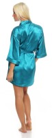 Damen Morgenmantel kurzer Kimono in Satin-Optik; Türkis M